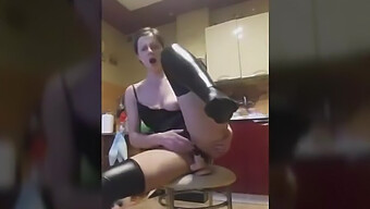 Polish Woman Gets Aroused And Uses Chair To Ride Dildo