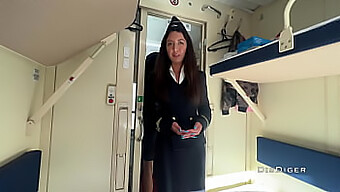 Teen Stewardess Seduces Conductor For A Steamy Train Ride