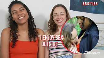 Primera Vez: Lesbianas Apasionadas Se Involucran En Juegos Al Aire Libre Y Besos