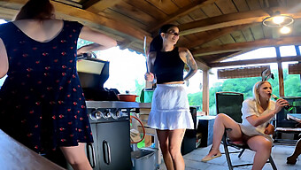 Leon Lambert'S Group Of Horny Girls Enjoy A Bbq Party In Summer Dresses