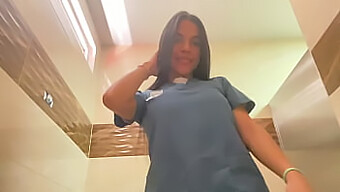 A Naughty Hospital Nurse Pleasures Herself And Experiences Orgasm In The Restroom